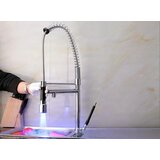EYN Pol profesionalna kuhinjska armatura za domačo uporabo | Kuhinjska Pipa 0141 je visoka dvoizhodna pipa s tušem — Nikelj — 74 cm | Shoptok.si