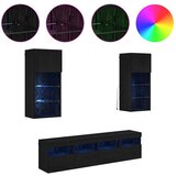 TV zidne jedinice s LED-om 5 pcs Crni hrast 40 5 x 30 x 90 cm | shoptok.hr