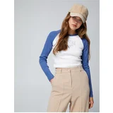 Koton Long Sleeve T-Shirt Slim Fit College Printed Crewneck Raglan Sleeve