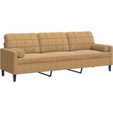 vidaXL Trosjed s ukrasnim jastucima smeđi 210 cm baršunasti | shoptok.hr