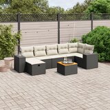 Maison Chic Seti vrtnega pohištva - Vrtna garnitura - Vrtni pohištvo set 8-delna z blazinami črn poli ratan, (21799341) | Shoptok.si