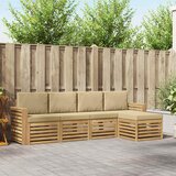  Set vanjskih sofa 5 pcs Bijela i bež 257 x 122,5 x 73 cm | shoptok.hr