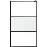 Pregrada za tuš s policom crna 115x195 cm staklo ESG i aluminij | Eponuda.ba