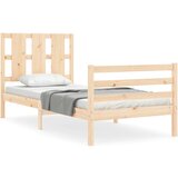 Maison Chic Posteljni okvir - Enojna postelja - Postelja za odrasle z vzglavjem 90x200 cm trden les-J9279, (21775581) | Shoptok.si