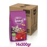 Whiskas Suva hrana za odrasle mačke , Govedina i mrkva, 300gr, 14 komada | Eponuda.ba