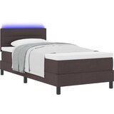 vidaXL postelja s pomičnim dnom z blazino in LED temno rjava 80x200 cm tkanina, (22156497) | Shoptok.si