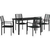 vidaXL 5-delni vrtni jedilni set Črna PVC ratan | Shoptok.si