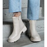 Gemre Beige insulated ankle boots with zipper eco leather Alia | Shoptok.si