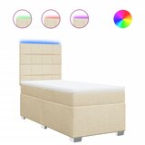 vidaXL Box spring postelja z vzmetnico krem 90x190 cm blago | Shoptok.si