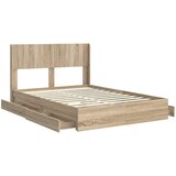  Krevetna konstrukcija s pohranom i uzglavljem Hrast sonoma Smeđa 135 x 190 cm | Shoptok.si