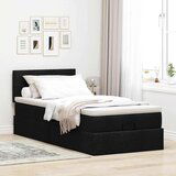 vidaXL Otomanski posteljni okvir z vzmetnico črn 90x190 cm blago | Shoptok.si
