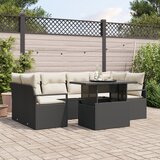 vidaXL 7-delni set vrtnih sofa z blazinami črn poli ratan | Shoptok.si