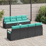  Set sofe s jastukom 7 pcs Crna i svijetloplava poliratan | shoptok.hr