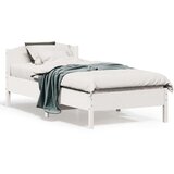vidaXL Posteljni okvir z vzglavjem bel 75x190 cm trdna borovina | Shoptok.si
