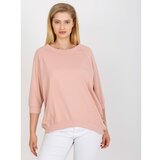 Fashion Hunters Dusty pink plus size blouse with a round neckline Cene