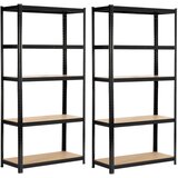 AKORD Komplet 2 Kovinskih Regalov, Črna, (5000332546) | Shoptok.si