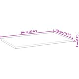  Površina za umivaonik neobrađena 60 x 50 x 2 cm od drva bagrema | shoptok.hr