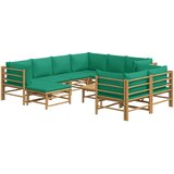  10-dijelna vrtna garnitura od bambusa sa zelenim jastucima | shoptok.hr