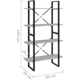 vidaXL ormarić za knjige s 4 razine boja betona 80x30x140 cm iverica | shoptok.hr