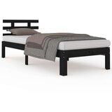  Posteljni okvir črn iz trdnega lesa 90x200 cm, (20601675) | Shoptok.si