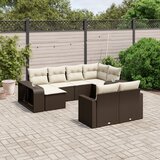  10-dijelni set vrtnih sofa od poliratana s jastucima smeđi | shoptok.hr