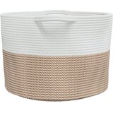  Košara za rublje smeđe-bijela Ø 55 x 36 cm pamučna | shoptok.hr
