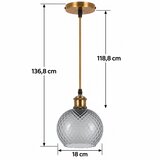 Brilagi LED Luster na sajli RETRO GLASS 1xE27/60W/230V prečnik 18 cm zlatna/dimno-siva | Eponuda.com