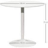  Blagovaonski stol za 2 osobe okrugla ploča Ø80 cm MDF i čelik protuklizni bijela V 75 cm | shoptok.hr