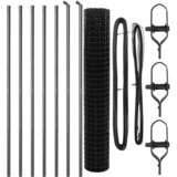 vidaXL Evropska Ograja z 7 Stebri 1.6x10 m Galvanizirano Jeklo Sivo Cene