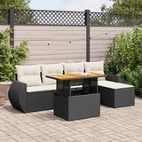  6-dijelni set vrtnih sofa s jastucima crni od poliratana | shoptok.hr