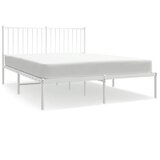  Metalni okvir za krevet s uzglavljem bijeli 135x190 cm | shoptok.hr