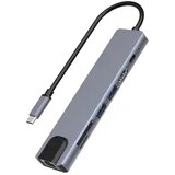 Kettz Adapter-Konverter TIP C 7/1 USB 3.0x2/Ethernet RJ45 /HDMI 4K 30HZ/PD/SD/TF sivi | ePonuda.com