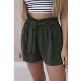 Kesi Włoski Viscose shorts with a tie at the waist dark khaki | Eponuda.ba