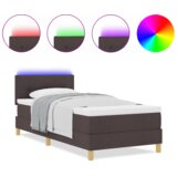 vidaXL postelja s vzmetnico in LED temno rjava 90x200 cm tkanina, (22083696) | Shoptok.si