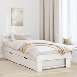 vidaXL Konstrukcija postelje Bela 90 x 200 cm Masivno borovo les | Shoptok.si