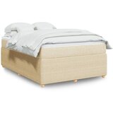 vidaXL Box spring postelja z vzmetnico krem 160x200 cm blago | Shoptok.si