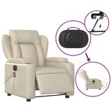 vidaXL Električni masažni naslanjač krem umetno usnje | Shoptok.si