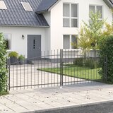 vidaXL Vrtna vrata z dvema konicama v sivi barvi 150x400 cm iz jekla u