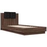  The Living Store Posteljni okvir z vzglavjem rjavi hrast 90x200 cm inž. les - Posteljni Okvir, (21498037) | Shoptok.si