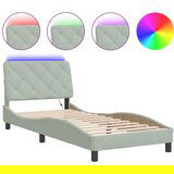  The Living Store Posteljni okvir z LED lučkami svetlo siv 90x190 cm žamet - Posteljni Okvir, (21490692) | Shoptok.si