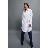 Marisse Oversized Shirt With Gold Buttons, White | ePonuda.com