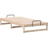 vidaXL Krevetni okvir z ročaji Rjava 100 x 210 cm Trdna borovina | Shoptok.si