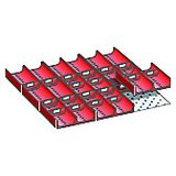 LISTA Komplet razdelilnikov za predal z merami 459 x 459 mm, 9 koritastih vstavkov, 20 koritastih sten, 2-delna izvedba s Ø 70 mm | Shoptok.si