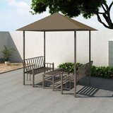 vidaXL Vrtni paviljon z mizo in klopmi 2,5x1,5x2,4 m taupe 180 g/m² Cene