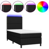  Box spring postelja z vzmetnico LED črna 90x200 cm blago, (20900715) | Shoptok.si