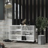 The Living Store Komoda visok sijaj bela 103,5x35x70 cm iverna plošča - Komoda, (21503193) Cene