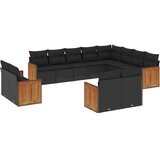  12-dijelni set vrtnih sofa od poliratana s jastucima crni | shoptok.hr