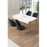 Hanah home trpezarijski set Pale, sto na razvlačenje i 4 stolice, bela ploča, zlatne noge, antracit tkanina Babyface | Eponuda.com