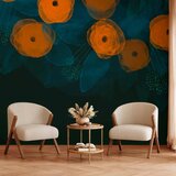  Foto tapeta - Watercolour composition - orange patterns on a delicate leaf background 98x70 | shoptok.hr