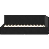 Kutni okvir kreveta s uzglavljem Crna 90 x 200 cm Baršun | shoptok.hr
